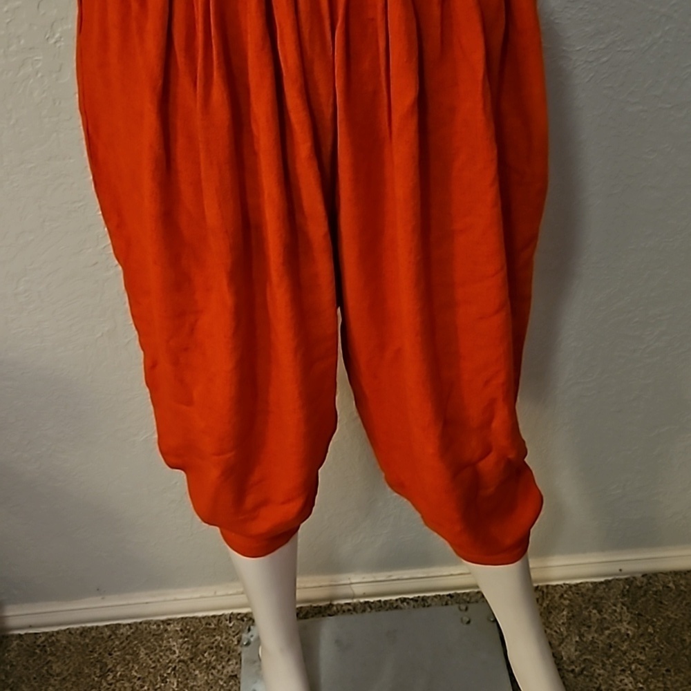 VTG CACHE 1980s Linen Harem Style Cropped High Waist Festival Pants - Picture 5 of 8